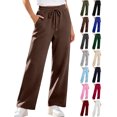 thumbnail image 1 of JOANKDMI Wide Leg Sweatpants Women with Pockets High Waisted Relaxed Fit Open Bottom Elastic Drawstring Waist Comfy Yoga Athletic Track Pants Workout Sweatpants Women, L-3XL, 1 of 7