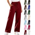thumbnail image 1 of JOANKDMI Wide Leg Sweatpants Women with Pockets High Waisted Relaxed Fit Open Bottom Elastic Drawstring Waist Comfy Yoga Athletic Track Pants Workout Sweatpants Women, L-3XL, 1 of 7