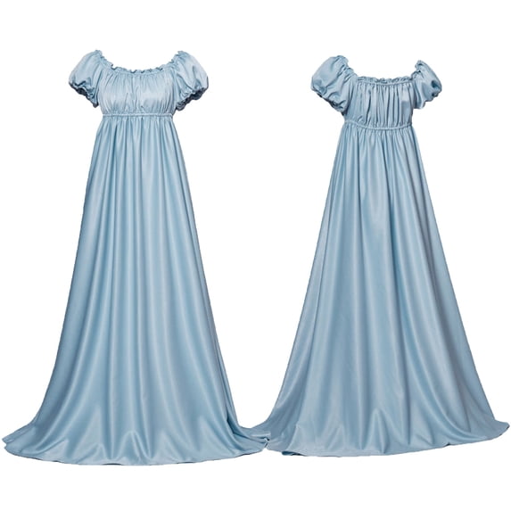 JOANKDMI Women Regency Aristocrat Costume Dress Empire Waist with Puff Sleeves for Vintage Fairytale Princess Role Play Elegant Royal Court Apparel for Halloween Party Outfit