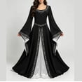 thumbnail image 1 of JOANKDMI Women's Renaissance Medieval Dress Bell Sleeve Irish Under Dress Gothic Vintage Maxi Gown Halloween Traditional Cosplay Costume Flattering, 1 of 7