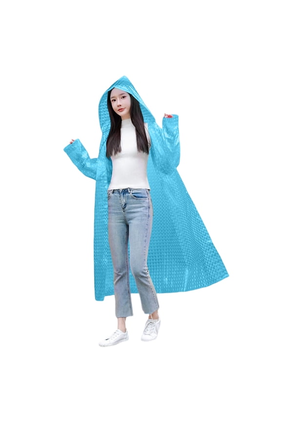 Women's Waterproof Long Raincoat Windproof Active Rain Jacket with Drawstring Hood Button Closure Heavy Duty for Travel Commuting Daily Wear Outerwear