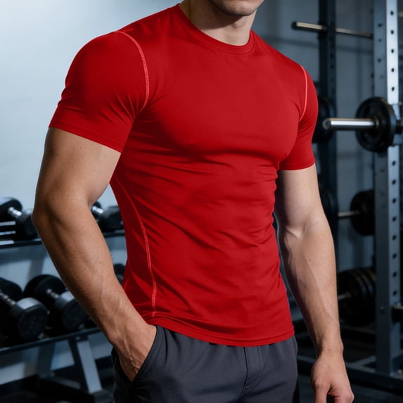 JOANKDMI Workout Shirts for Men Short Sleeve Gym Athletic T-Shirts Compression Fit Moisture Wicking Running Training Base Layer Activewear Sports Performance Tops, S-3XL