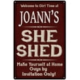 thumbnail image 1 of JOANN'S She Shed Red Sign Lady Cave 8 x 12 High Gloss Metal 208120088167, 1 of 1
