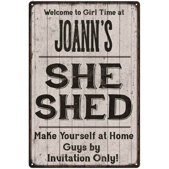 JOANN'S She Shed Sign Lady Cave Gift 8x12 Metal Sign 208120082167