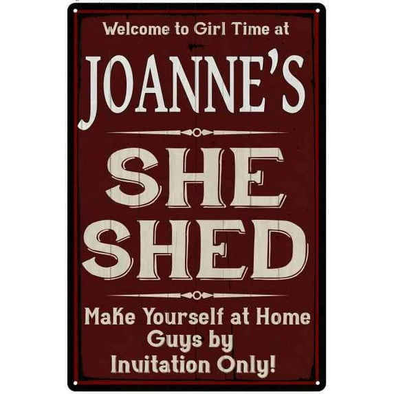 JOANNE'S She Shed Red Sign Gift Lady Cave 8x12 Metal Sign 108120088150