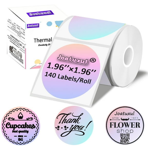 JOATUXUL 2 inch Round Thermal Labels for T50M/M110/M120/M220/M221 Label Maker, Thermal Printer Labels for Barcode, Shipping, Customized, Circle Direct Thermal Stickers 140 PCS/1 Roll, Dream Purple