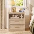 thumbnail image 1 of JOAXSWE 24" Wide Nightstand, Farmhouse 2 Drawer Bedside Table with Charging Station and Open Storage Shelf, Wood End Table for Bedroom, Natural, 1 of 7