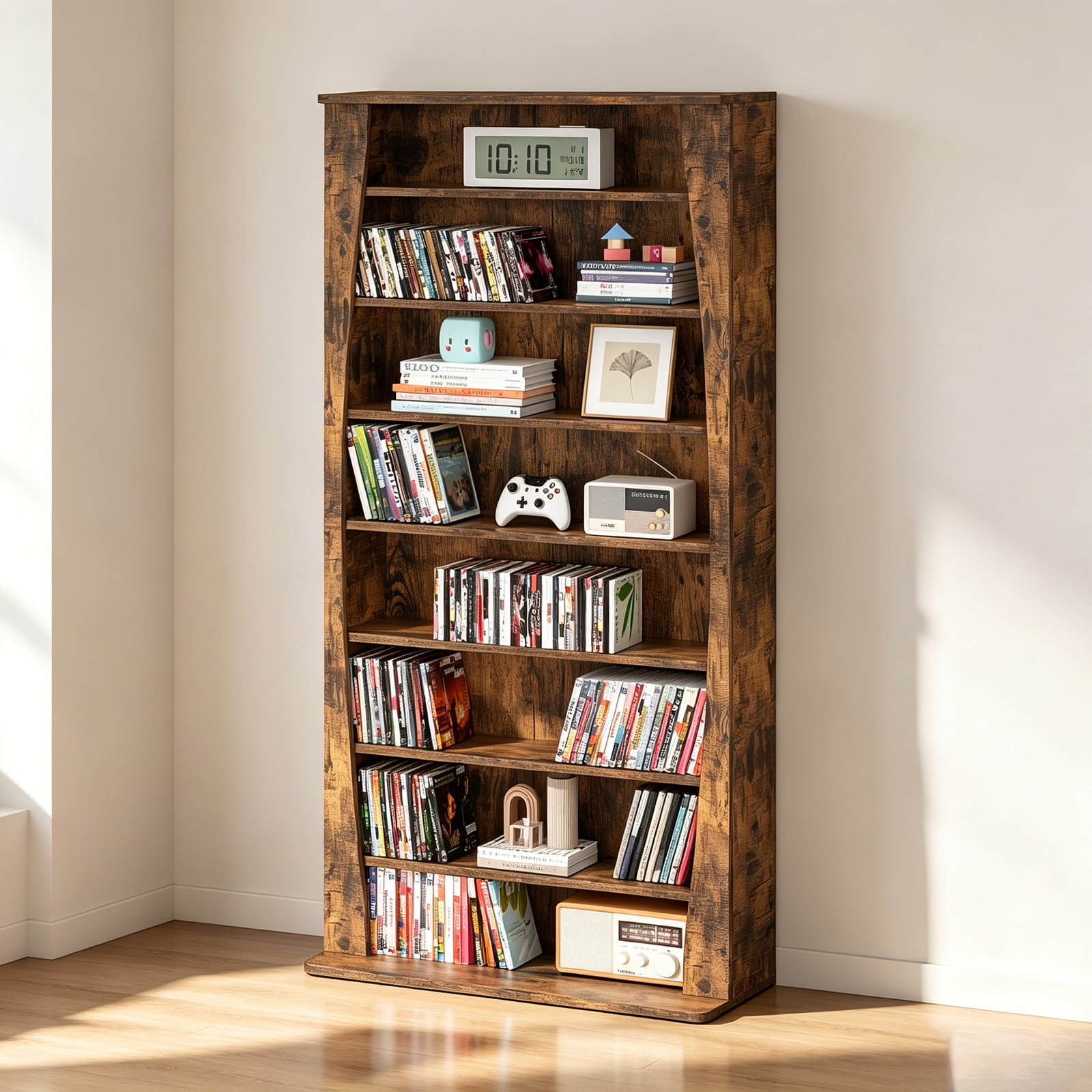 Cd Wall Racks Storage JOAXSWE Arched 8-Tier CD Rack, Media Storage Shelf with Adjustable ...