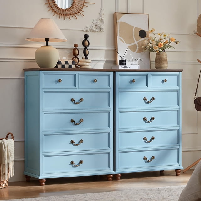 JOAXSWE Farmhouse Dresser Set of 2, 6 Drawer 42