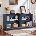 thumbnail image 1 of JOAXSWE Set of 2 Farmhouse Bookcases, 30" Tall Short Bookshelf with Adjustable Shelves, Wooden Open Storage Rack for Home Office, Dark Blue, 1 of 5
