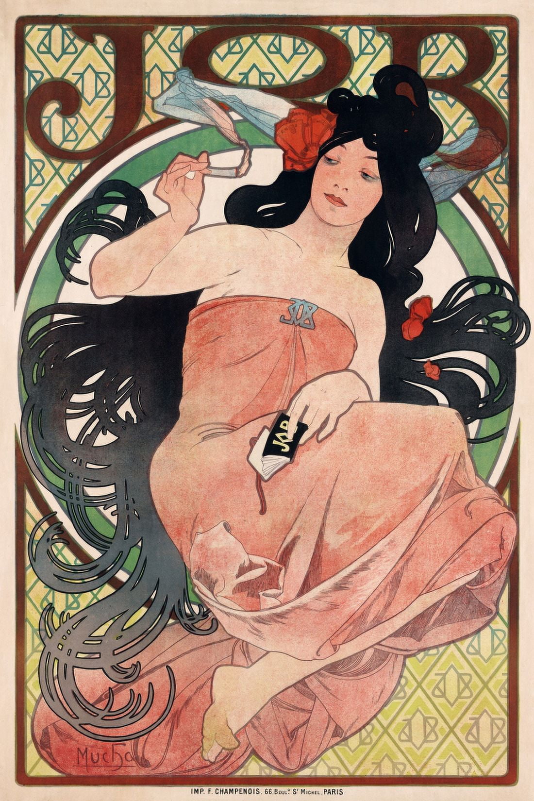 JOB Cigarette Papers 1898 Vintage Advertising Canvas Art - (36 x 54)