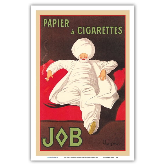 JOB Rolling Papers Paris - Papier A Cigarettes - Vintage Advertising Poster by Leonetto Cappiello 1912 - Master Art Print (Unframed) 12in x 18in