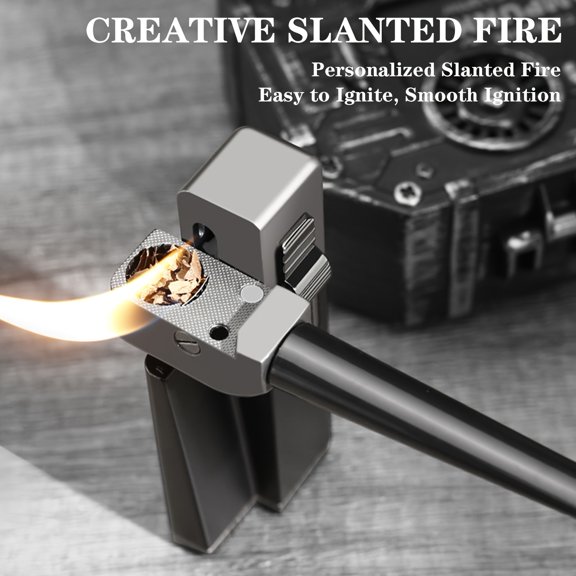 JOBON Side Flame Butane Lighter, Culinary Torch, BBQ Igniter, Refillable with Adjustable Flame, Creative Foldable Design, Gift Box Packaging, Gift for Men and Dads