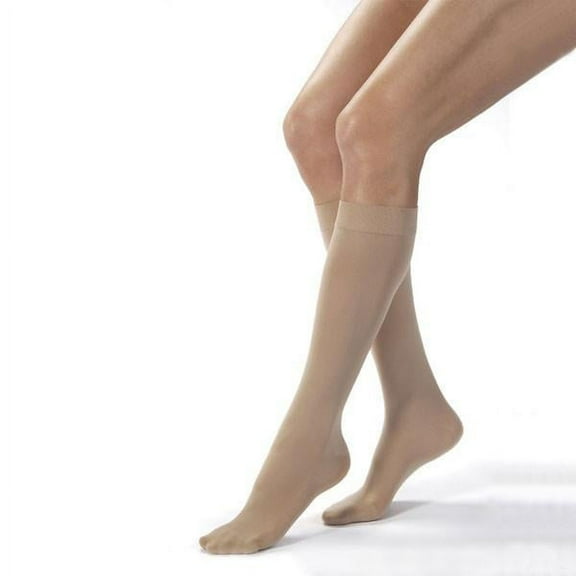 Jobst Opaque 15-20 Closed Toe Knee High Compression Stockings Natural Small Petite