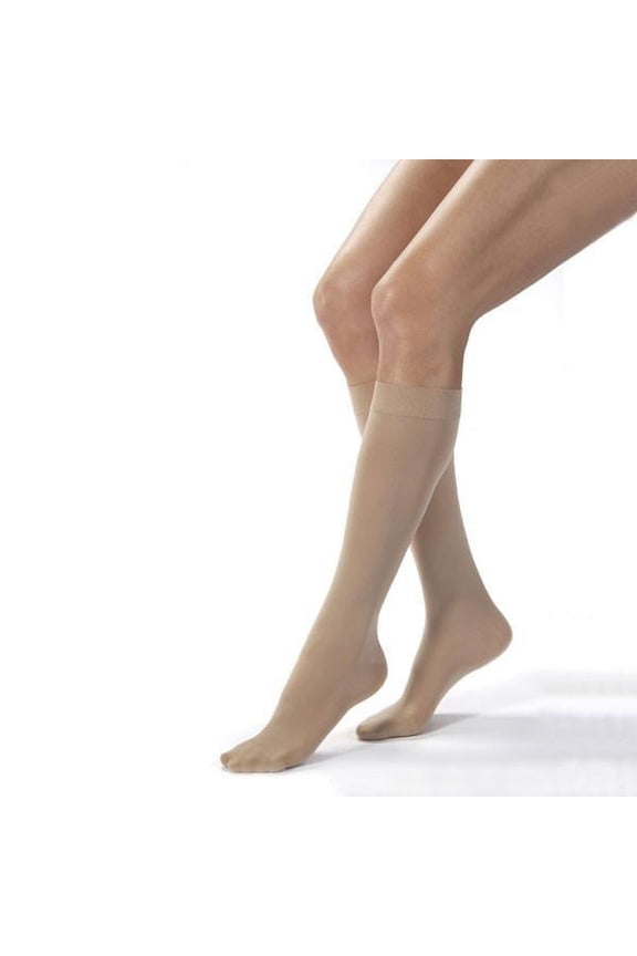 Opaque 15-20 Closed Toe Knee High Compression Stockings Natural Small Petite