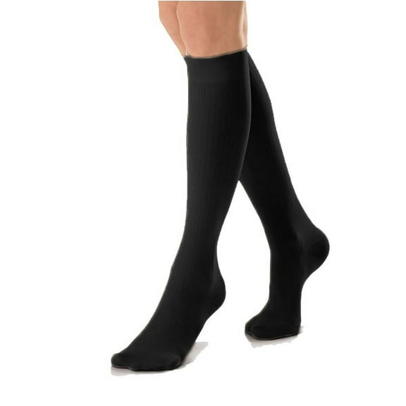 JOBST 120229 soSoft Compression Sock, Ribbed, Knee High, 20-30mmHg, Black, Small
