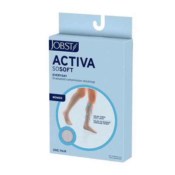 JOBST ACTIVA SoSoft 8-15 mmHg Compression Socks Knee High, Closed Toe, Ribbed, Small / Black