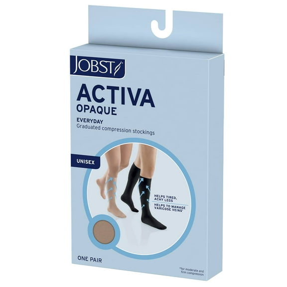 Jobst ACTIVA Opaque Compression Knee High Socks - 20-30mmHg Silky Beige Medium