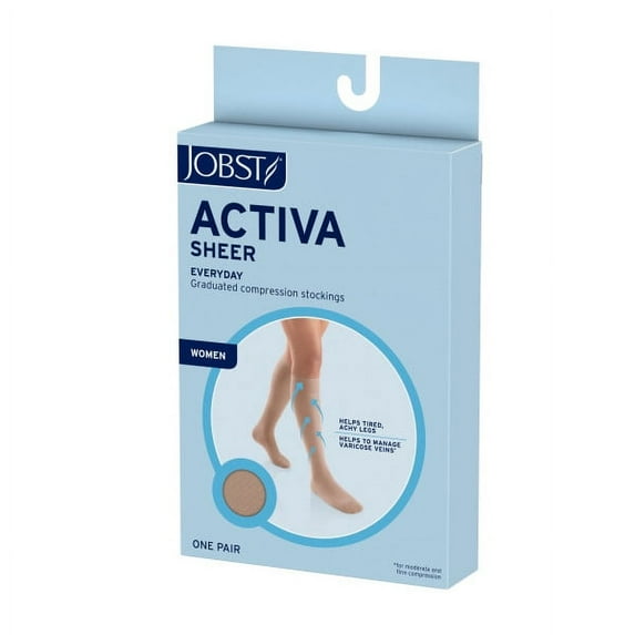 Jobst ACTIVA Sheer Compression Thigh Highs - 20-30mmHg Silky Beige X-Large