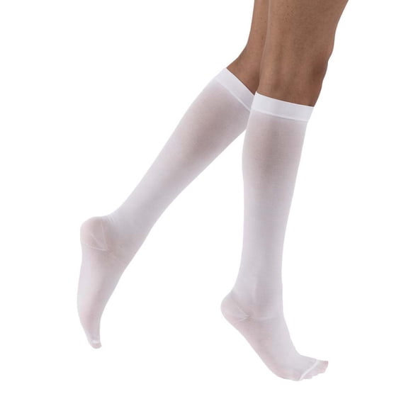 JOBST Anti-Embolism Compression Stockings, 18 mmHg, Knee High, Closed Toe, White, Small