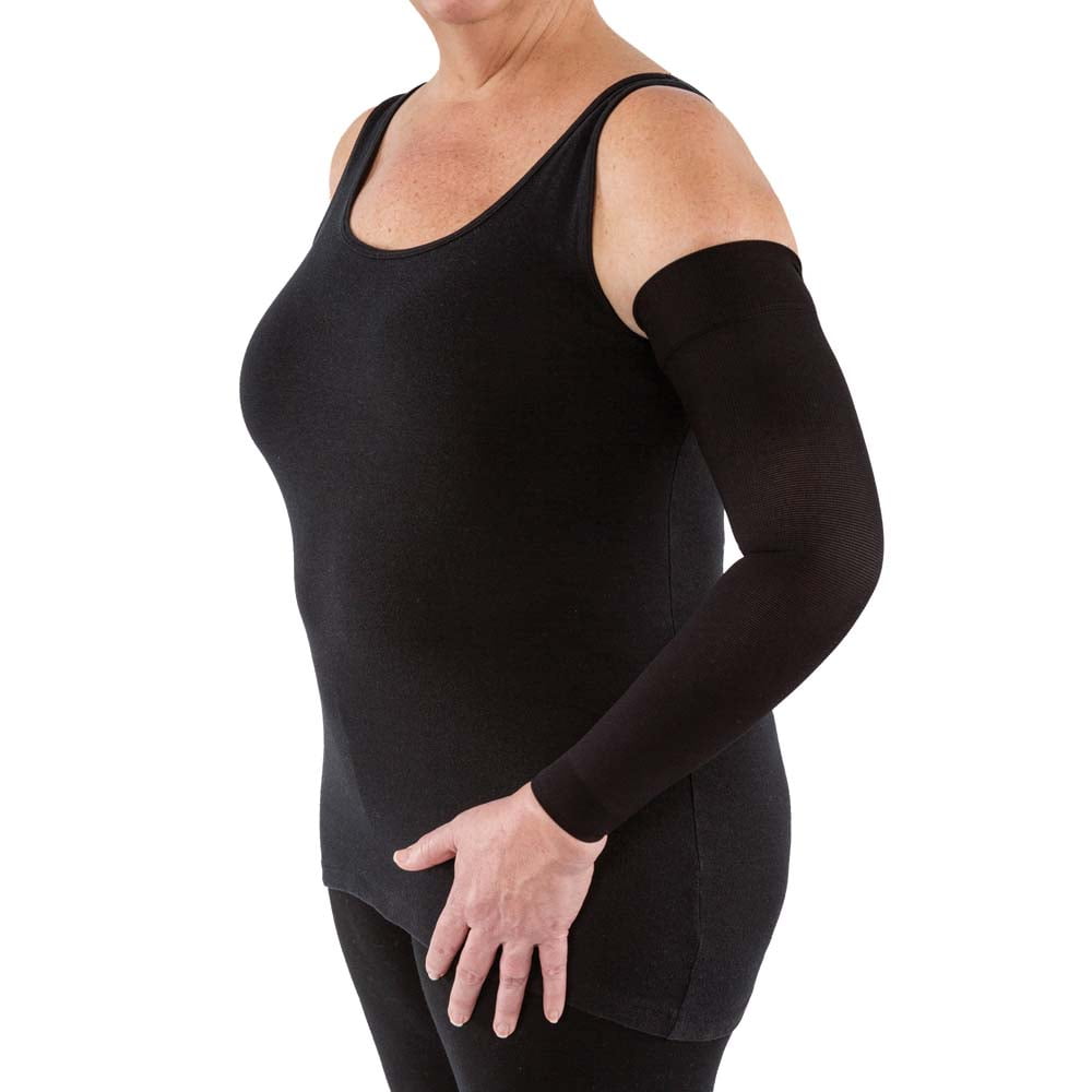 JOBST Bella Strong Compression Sleeves,15-20 mmHg, Armsleeve, Silicone Dot Band, Black, Size 1 Long