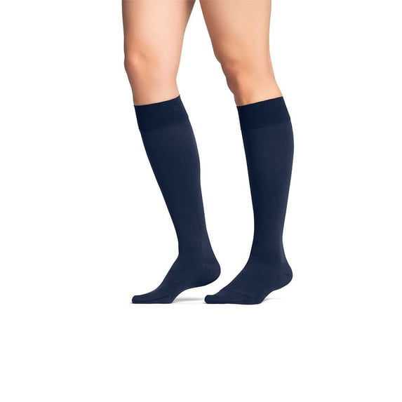 JOBST Maternity Opaque Compression Stockings, 15-20 mmHg, Knee High, Closed Toe, Navy, Large