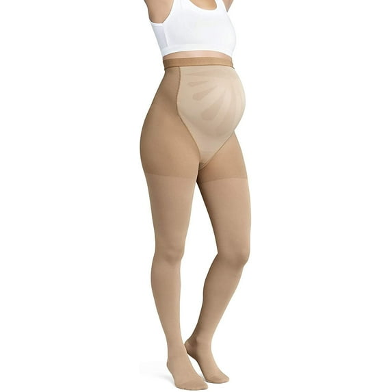 JOBST Maternity Opaque Compression Waist High Pantyhose Stockings, Closed Toe, 20-30 mmHg Moderate Support for Swollen Legs During Pregnancy