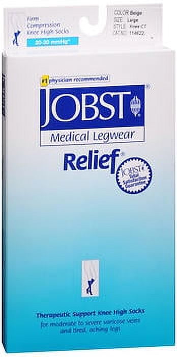 JOBST Medical LegWear Relief Knee High Socks 20-30 mmHg Large Beige 1 ...