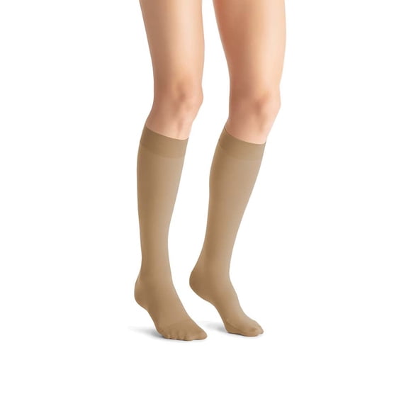 JOBST Opaque Compression Stockings, 15-20 mmHg, Knee High, Closed Toe, Natural, Small