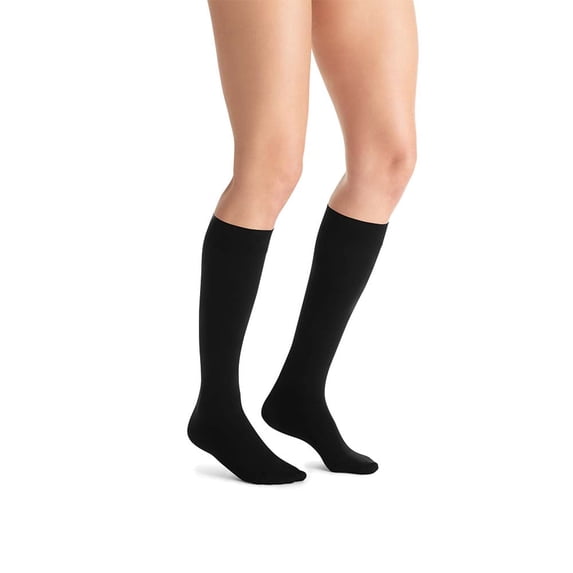 JOBST Opaque Compression Stockings, 20-30 mmHg, Knee High, SoftFit Band, Closed Toe, Classic Black, Small