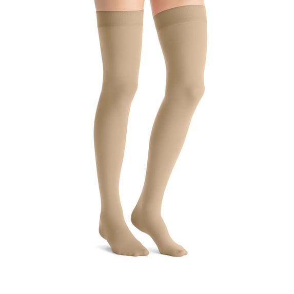 JOBST Opaque Compression Stockings, 30-40 mmHg, Thigh High, Sensitive Band, Closed Toe, Natural, Small