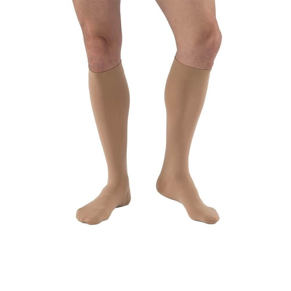 JOBST Relief 20-30 mmHg Compression Stockings, Knee High, Silicone Dot Band, Closed Toe, Beige, Large Full Calf