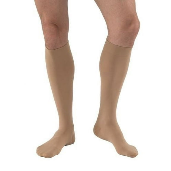 JOBST Relief Compression Stockings 30-40 mmHg Petite Knee High Silicone Dot Band Closed Toe, Medium / Beige