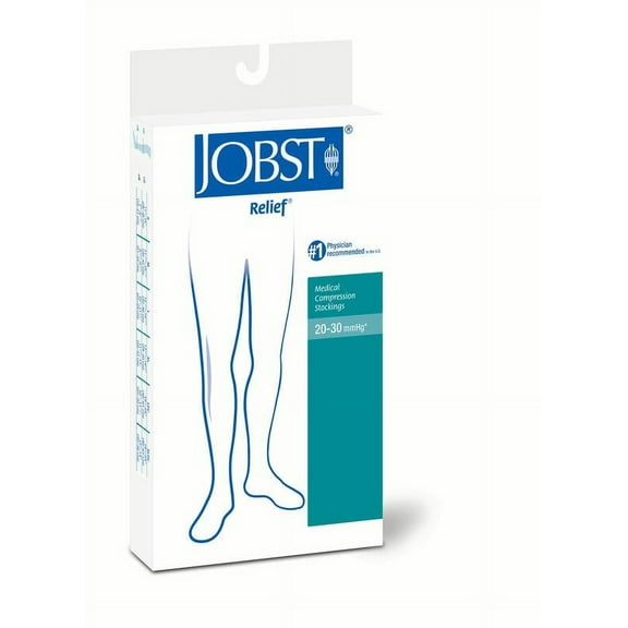 JOBST Relief Knee High 20-30 mmHg Compression Socks, Closed Toe, Black, Large Petite