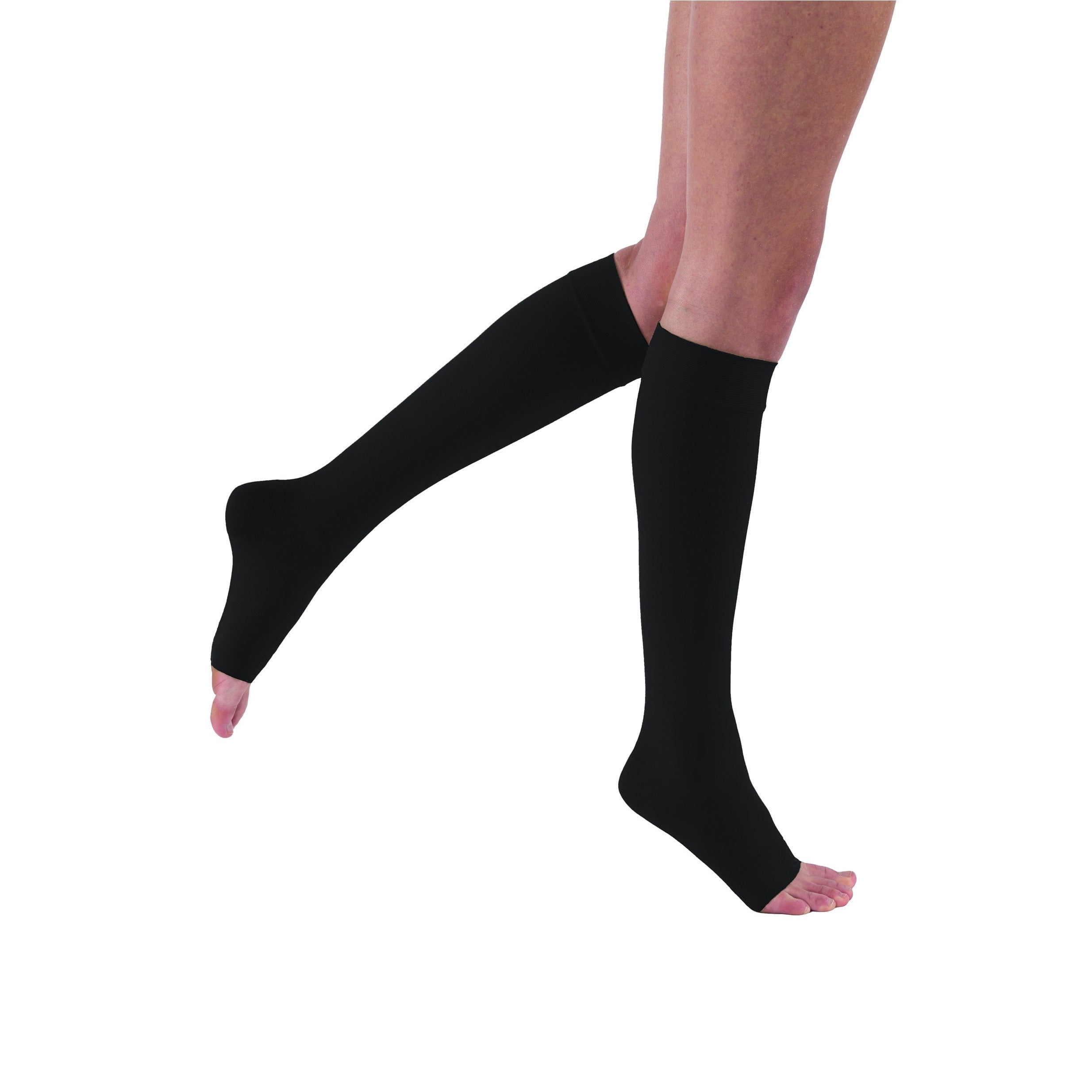 JOBST Relief Knee High 30-40 mmHg Compression Stockings, Open Toe, Black, Large