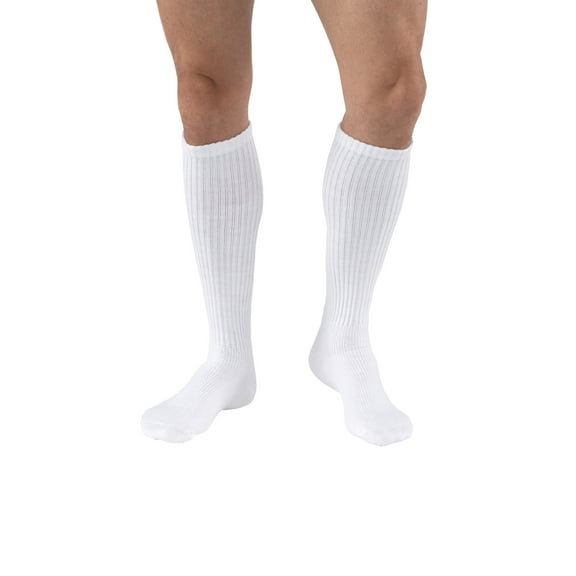 JOBST SensiFoot Diabetic Compression Socks 8-15 mmHg Knee High, Closed Toe, Large / White