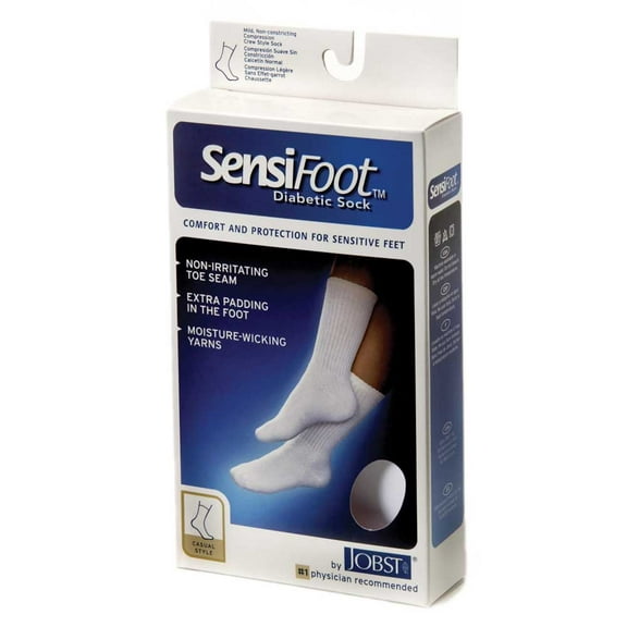 JOBST SensiFoot Diabetic Crew Style Socks 8-15mmHg (White) X-Small