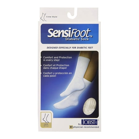 JOBST Sensifoot Diabetic Compression Socks, Crew Large White Closed Toe, BSN Medical, 110838 - ONE PAIR
