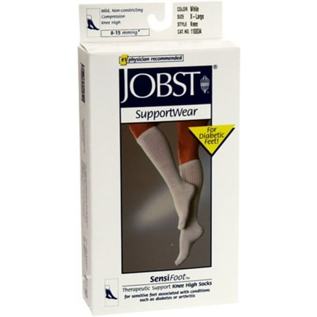 JOBST Sensifoot Diabetic Compression Socks Knee High White X-Large 1 Ct