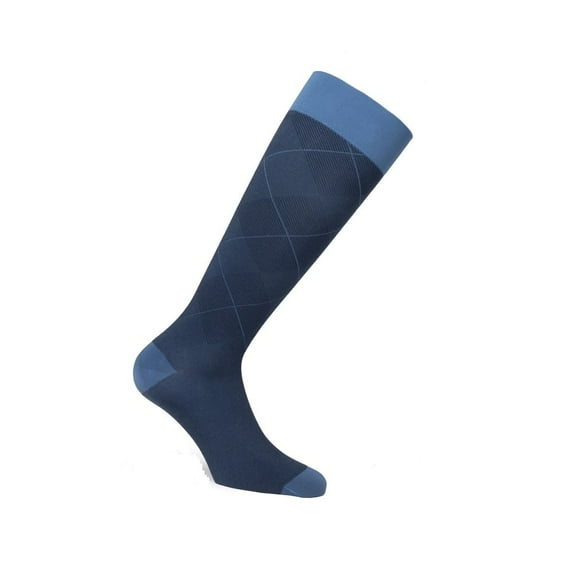 Jobst Style Soft Fit Knee High Socks - 15-20 mmHg Petite Argyle Blue Small