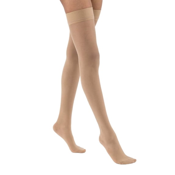 JOBST UltraSheer Compression Stockings, 15-20 mmHg, Thigh High, Sensitive Band, Closed Toe, Natural, X-Large Petite