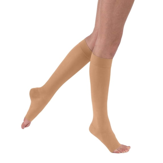 JOBST UltraSheer Compression Stockings, 20-30 mmHg, Knee High, Open Toe, Sun Bronze, Medium