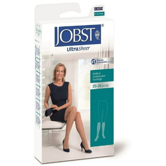 JOBST Ultrasheer Knee Highs 20-30 mmHg Compression Stockings Knee High, Beige, Large, 1 Pair