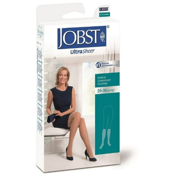 JOBST Ultrasheer Knee Highs 20-30 mmHg Compression Stockings Knee High, Beige, Large, 1 Pair