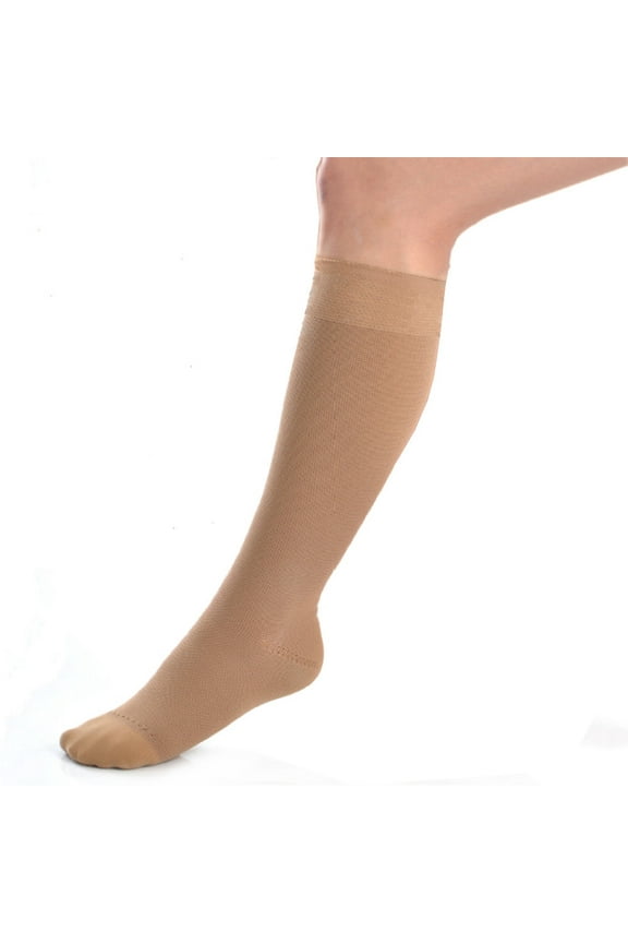 UltraSheer SoftFit 20-30 Closed Toe Knee High Compression Stockings Natural Large