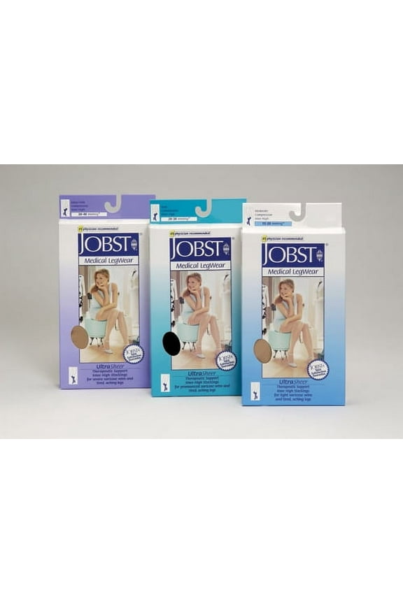 UltraSheer 15-20 Closed Toe Thigh High Compression Stockings w/Lace Band Suntan Small