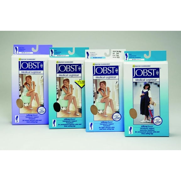 Jobst UltraSheer 20-30 Closed Toe Thigh High Compression Stockings w/Lace Band Natural Small