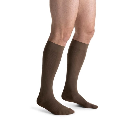 JOBST forMen Ambition Compression Socks, 15-20 mmHg, Knee High, Closed Toe, Brown, Size 1