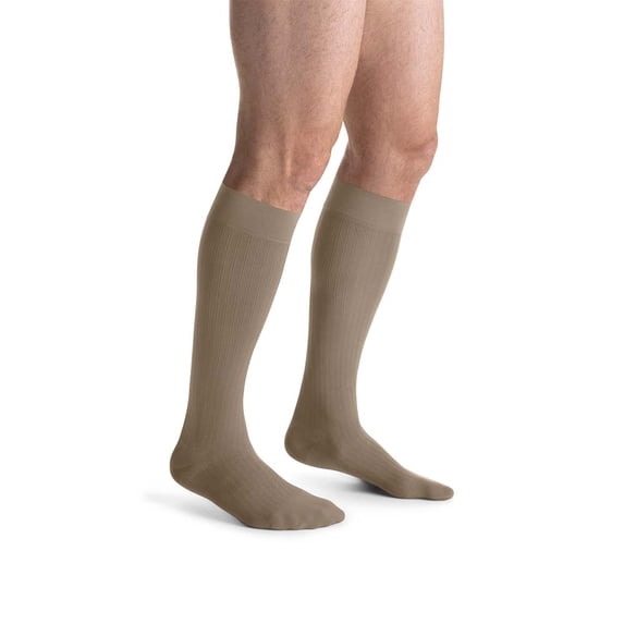 JOBST forMen Ambition Compression Socks, 20-30 mmHg, Knee High, Closed Toe, Khaki, Size 1