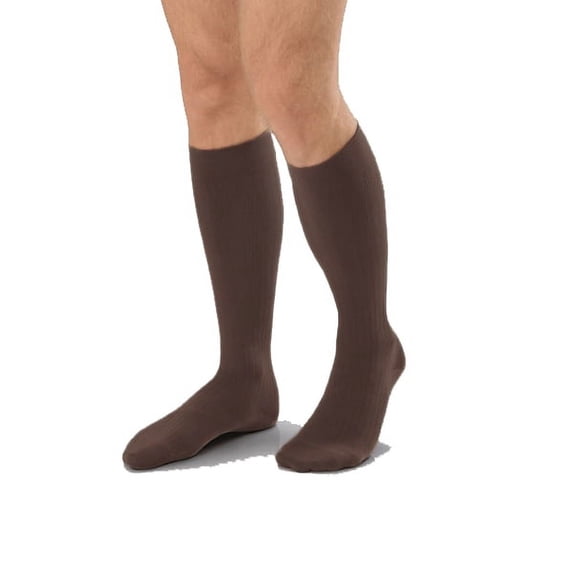 JOBST forMen Ambition Knee High 20-30 mmHg Ribbed Dress Compression Socks, Closed Toe, 1 Regular, Brown